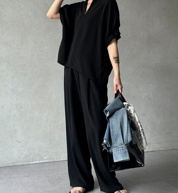  「【セットアップ可能】接触冷感タックイージーパンツ」|チノ|