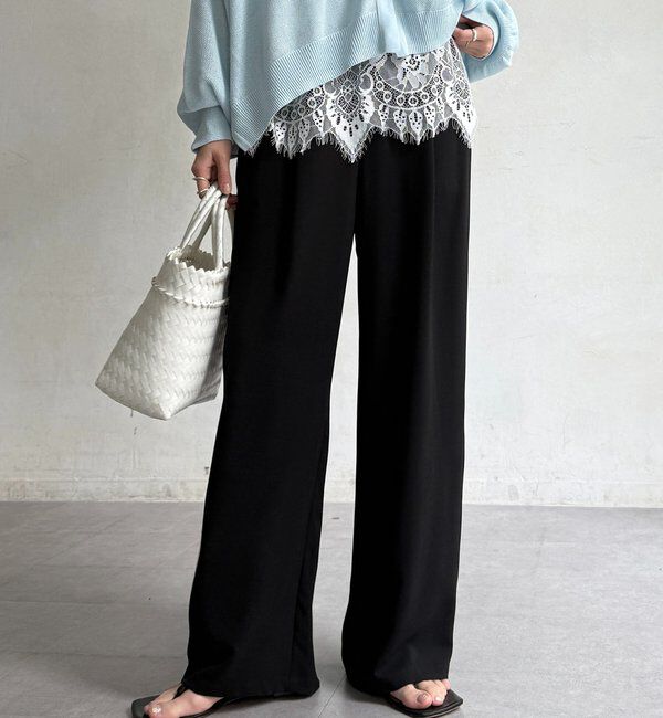  「【セットアップ可能】接触冷感タックイージーパンツ」|チノ|