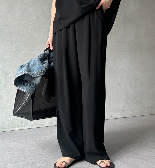  「【セットアップ可能】接触冷感タックイージーパンツ」|チノ|