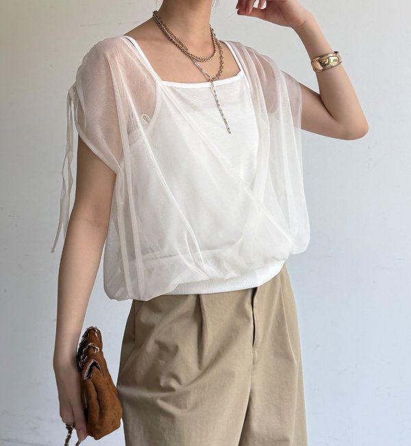  「【WEB限定】前後2WAYチュールカシュクールプルオーバー」|シャツ・ブラウス|