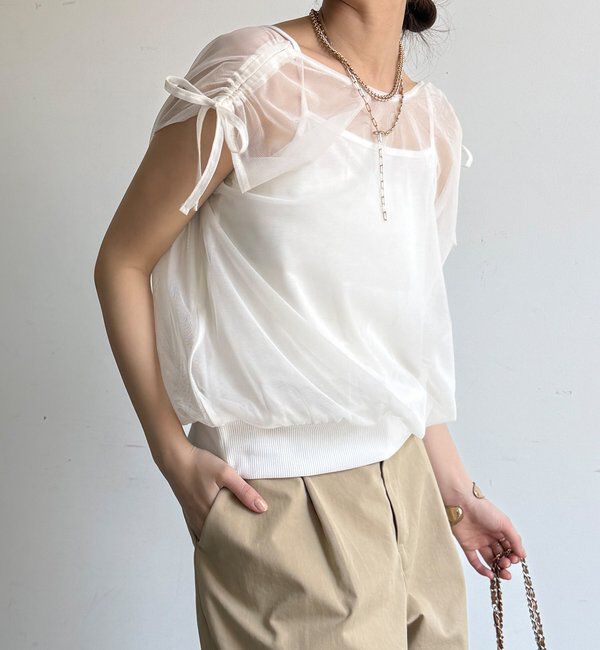  「【WEB限定】前後2WAYチュールカシュクールプルオーバー」|シャツ・ブラウス|