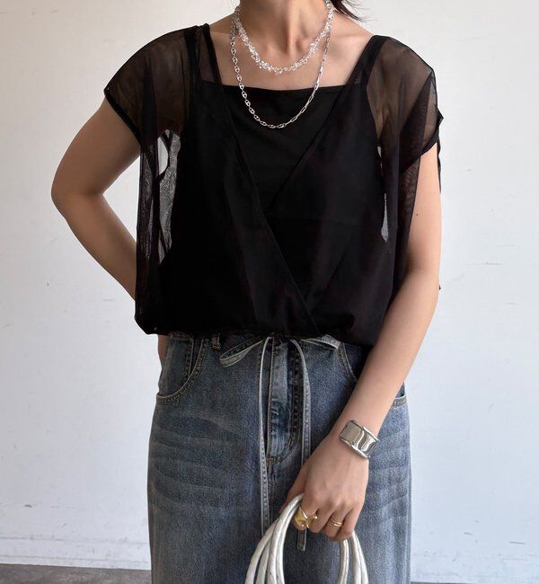  「【WEB限定】前後2WAYチュールカシュクールプルオーバー」|シャツ・ブラウス|