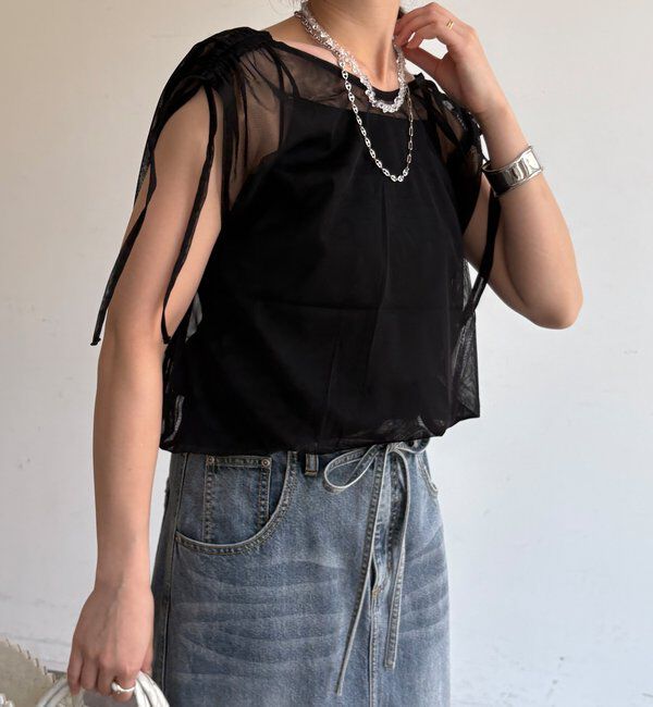  「【WEB限定】前後2WAYチュールカシュクールプルオーバー」|シャツ・ブラウス|