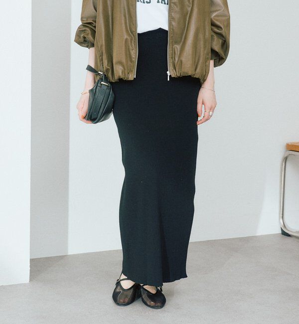  「【マイナス3kg/レビュー高評価☆】リブタイトスカート」|スカート|