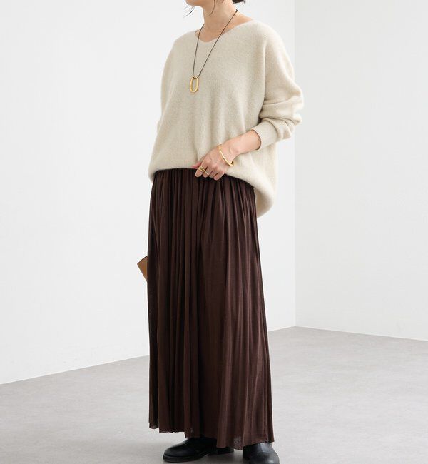  「【抜け感シルエット】ヘアリーウール片畦Vネックニット」|ニット・セーター|