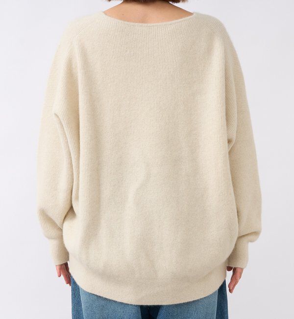  「【抜け感シルエット】ヘアリーウール片畦Vネックニット」|ニット・セーター|