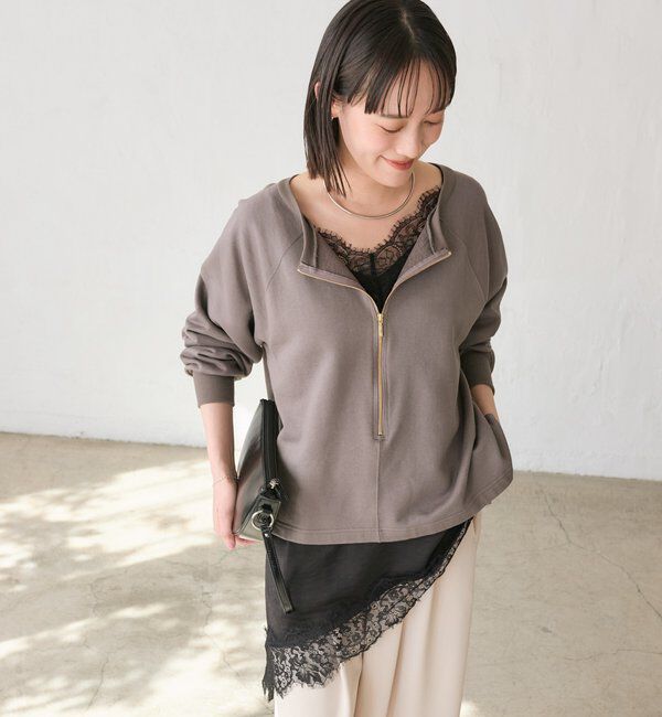  「【新色追加/抜け感◎】ハーフZIPスウェット」|Tシャツ・カットソー|