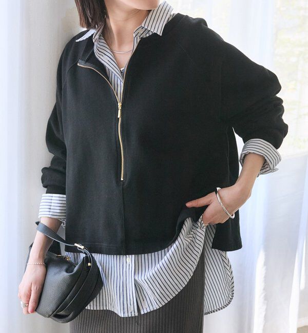  「【新色追加/抜け感◎】ハーフZIPスウェット」|Tシャツ・カットソー|ブラック