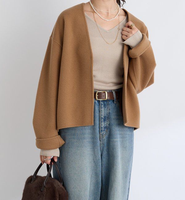  「【上品見え】ウールリバーショートコート」|その他|