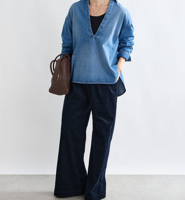  「【MONN.:.(モン)】スキッパーデニムシャツ」|シャツ・ブラウス|