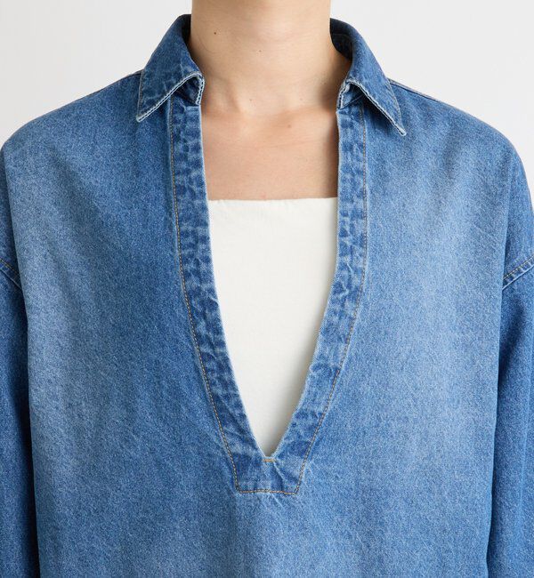  「【MONN.:.(モン)】スキッパーデニムシャツ」|シャツ・ブラウス|