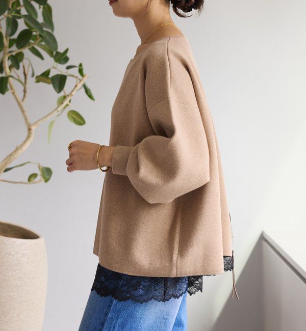  「【抜け感◎】キーネッククッションニット」|ニット・セーター|