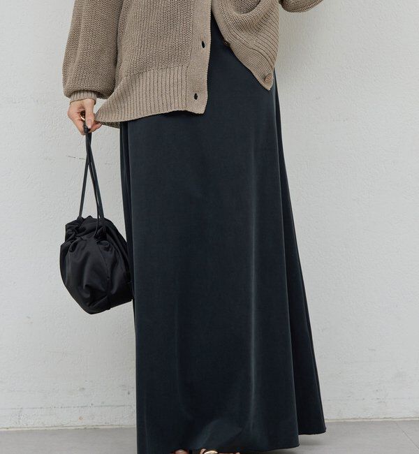  「【セットアップ対応】【イージーケア】キュプラジャージースカート」|スカート|ブラック