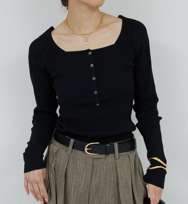  「スクエアヘンリーネックニット」|ニット・セーター|