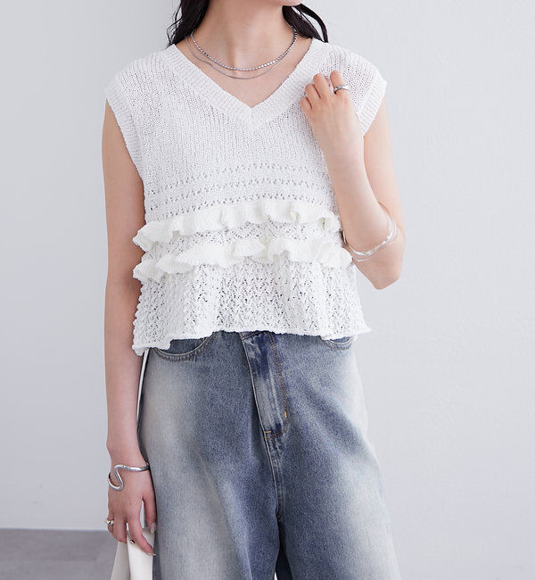  「フリルニットベスト」|ニット・セーター|
