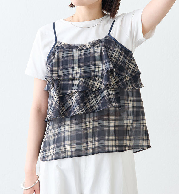  「チェックフリルキャミ」|シャツ・ブラウス|