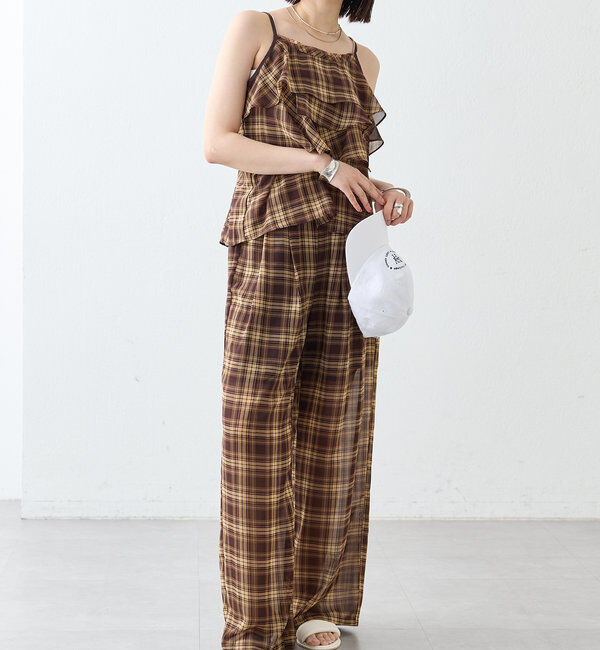  「チェックフリルキャミ」|シャツ・ブラウス|