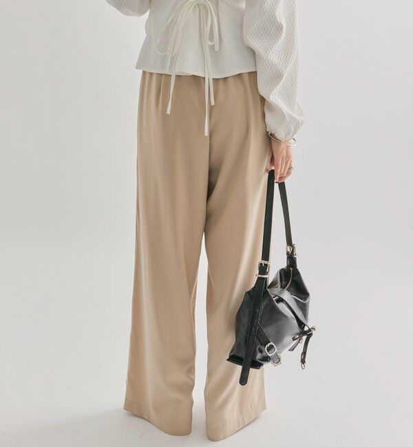  「【オールシーズン対応/WEB限定アイボリー】フリルイージーパンツ」|チノ|