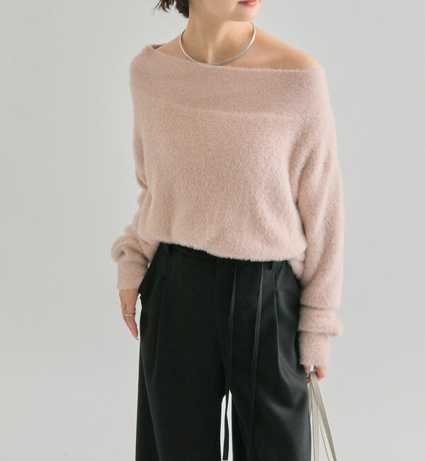  「ミンクライクワイドネックニット」|ニット・セーター|