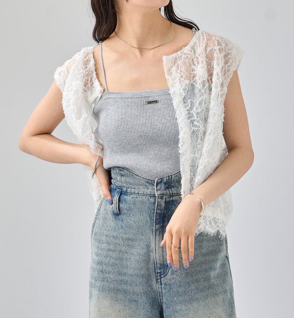  「パット付き ニットキャミソール」|キャミソール|グレー