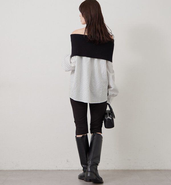  「オフショルリブストライプシャツ」|シャツ・ブラウス|