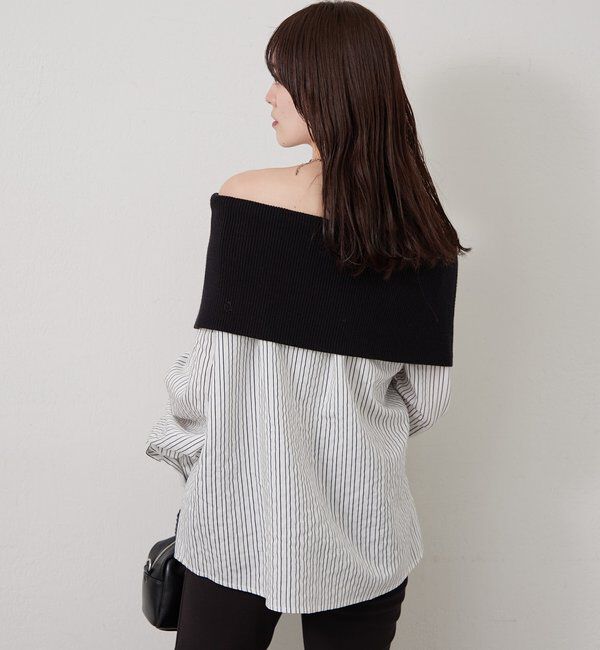  「オフショルリブストライプシャツ」|シャツ・ブラウス|