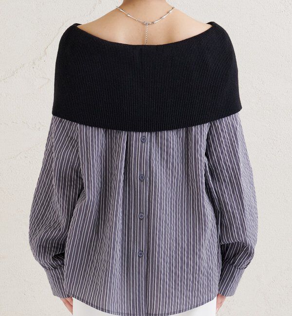  「オフショルリブストライプシャツ」|シャツ・ブラウス|