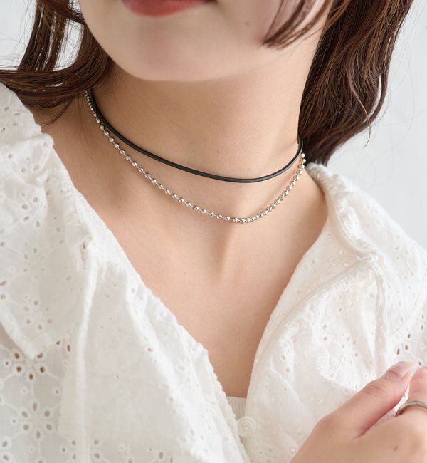  「【Lara】レザーチェーンチョーカー」|リング|