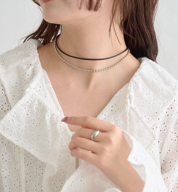  「【Lara】レザーチェーンチョーカー」|リング|