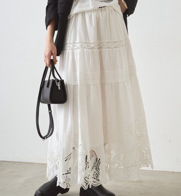  「レースティアードスカート」|スカート|オフホワイト