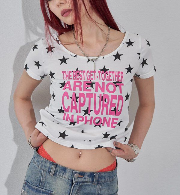  「【WEB限定】メッセージスタードットS/S TEE」|Tシャツ・カットソー|オフホワイト