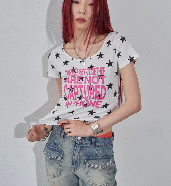  「【WEB限定】メッセージスタードットS/S TEE」|Tシャツ・カットソー|