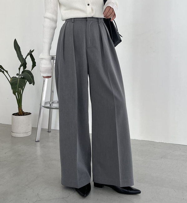  「【累計2万本突破！】【低身長・高身長サイズあり】2タックワイドパンツ」|チノ|