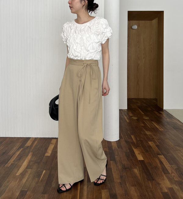  「【待望の追加決定！/新色ブラウン】ラップリボンパンツ」|チノ|