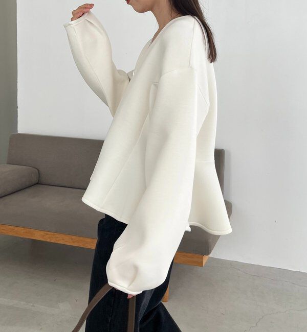  「【スタイルアップが叶う/伸縮性◎】ペプラムジップカーディガン」|Tシャツ・カットソー|