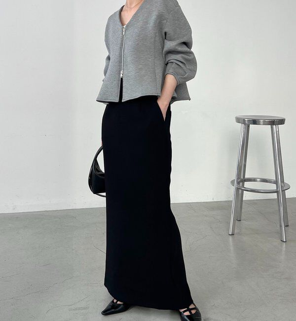  「【スタイルアップが叶う/伸縮性◎】ペプラムジップカーディガン」|Tシャツ・カットソー|