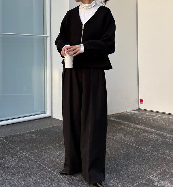  「【スタイルアップが叶う/伸縮性◎】ペプラムジップカーディガン」|Tシャツ・カットソー|