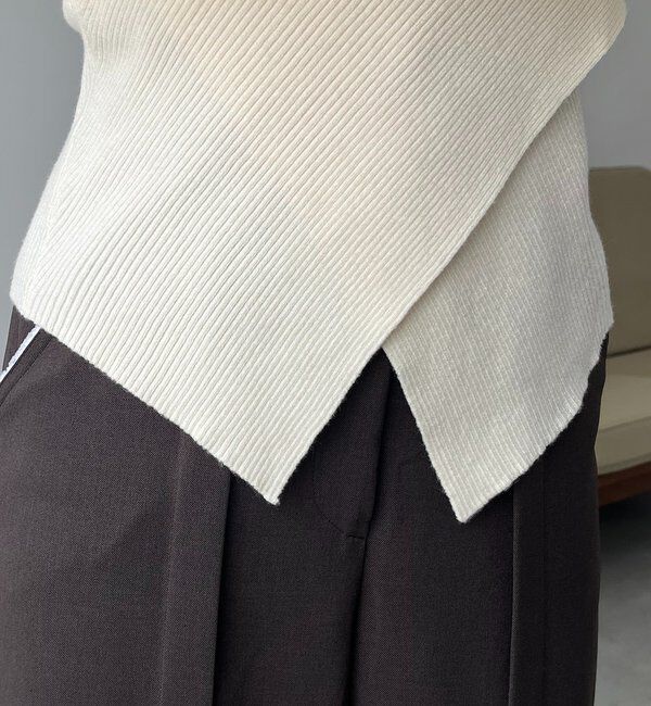  「【新色/ライトベージュ・グレー】クロスVネックニット」|ニット・セーター|