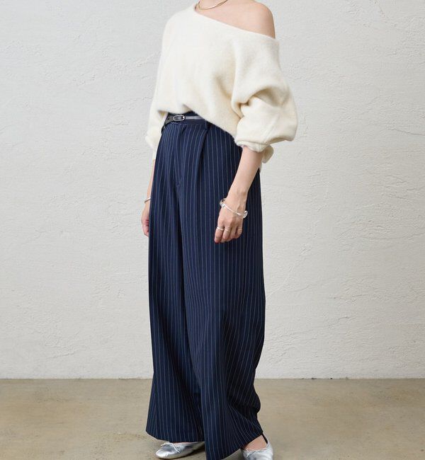  「ストライプウエストデザインパンツ」|チノ|