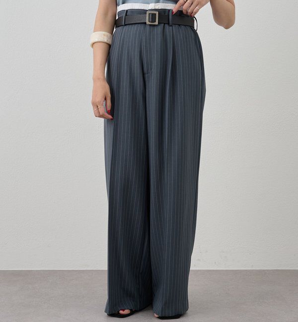  「ストライプウエストデザインパンツ」|チノ|