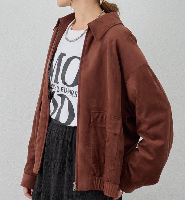 「フェイクスウェードブルゾン」|ブルゾン・スタジャン|ブラウン