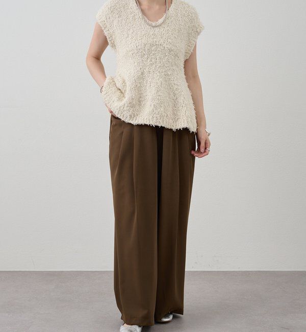  「ポンポンループ編みニット」|パーカー|