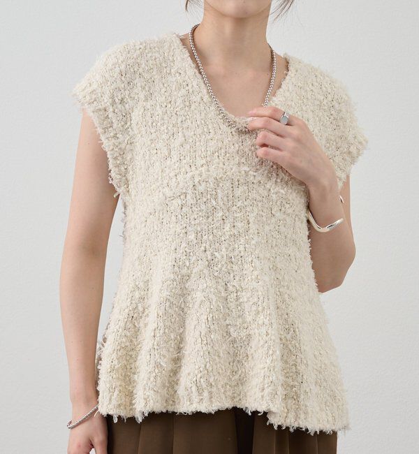  「ポンポンループ編みニット」|パーカー|