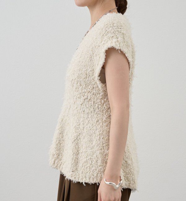  「ポンポンループ編みニット」|パーカー|