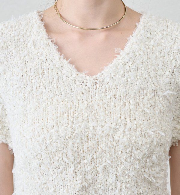  「ポンポンループ編みニット」|パーカー|