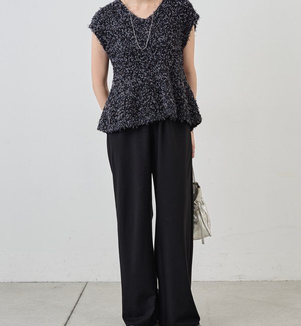  「ポンポンループ編みニット」|パーカー|