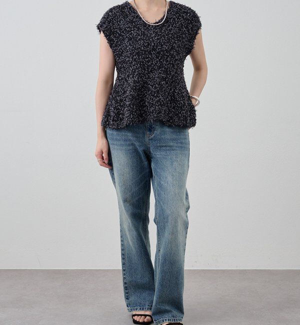  「ポンポンループ編みニット」|パーカー|