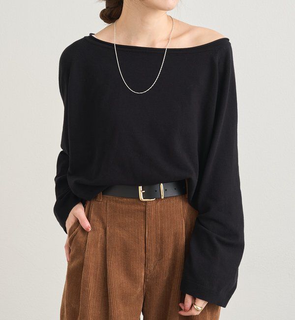  「クロップドルーズニット」|ニット・セーター|ブラック