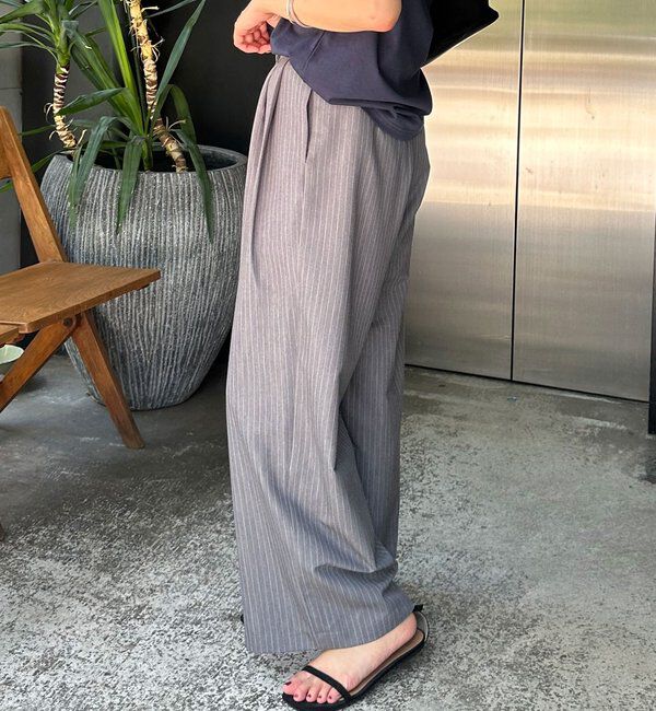  「ダブルタックストライプワイドパンツ」|チノ|