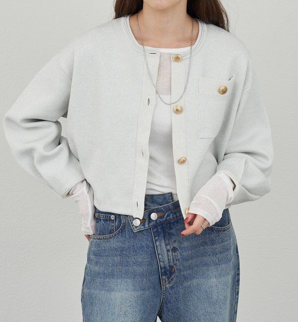  「ラメニットカーディガン」|カーディガン|